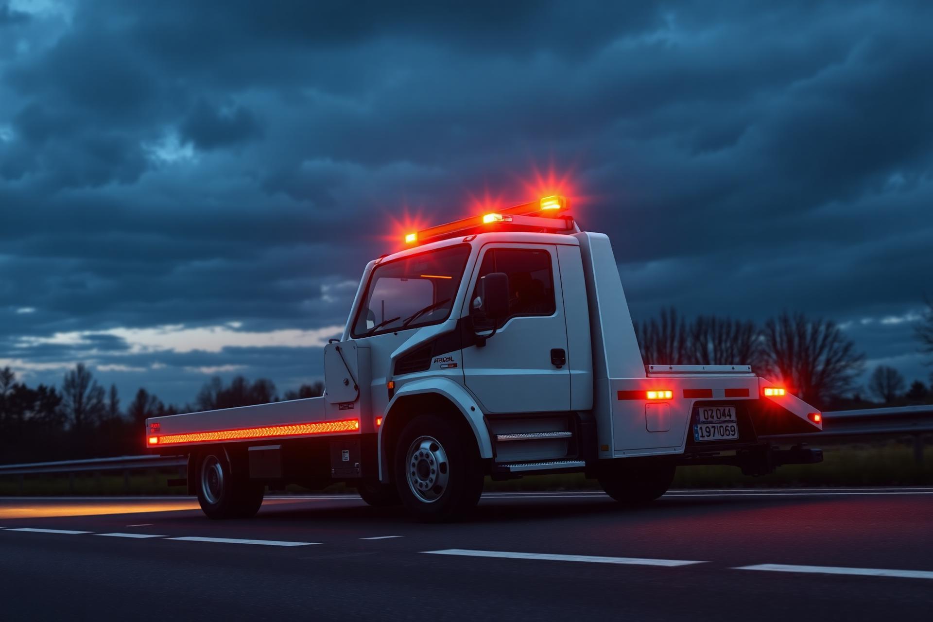 Abschleppwagen im Einsatz auf der Straße